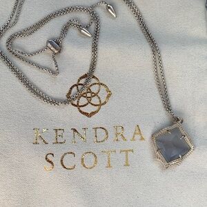 Kendra Scott Small Kacey Grey Cat’s Eye Pendant Adjustable Silver Necklace
